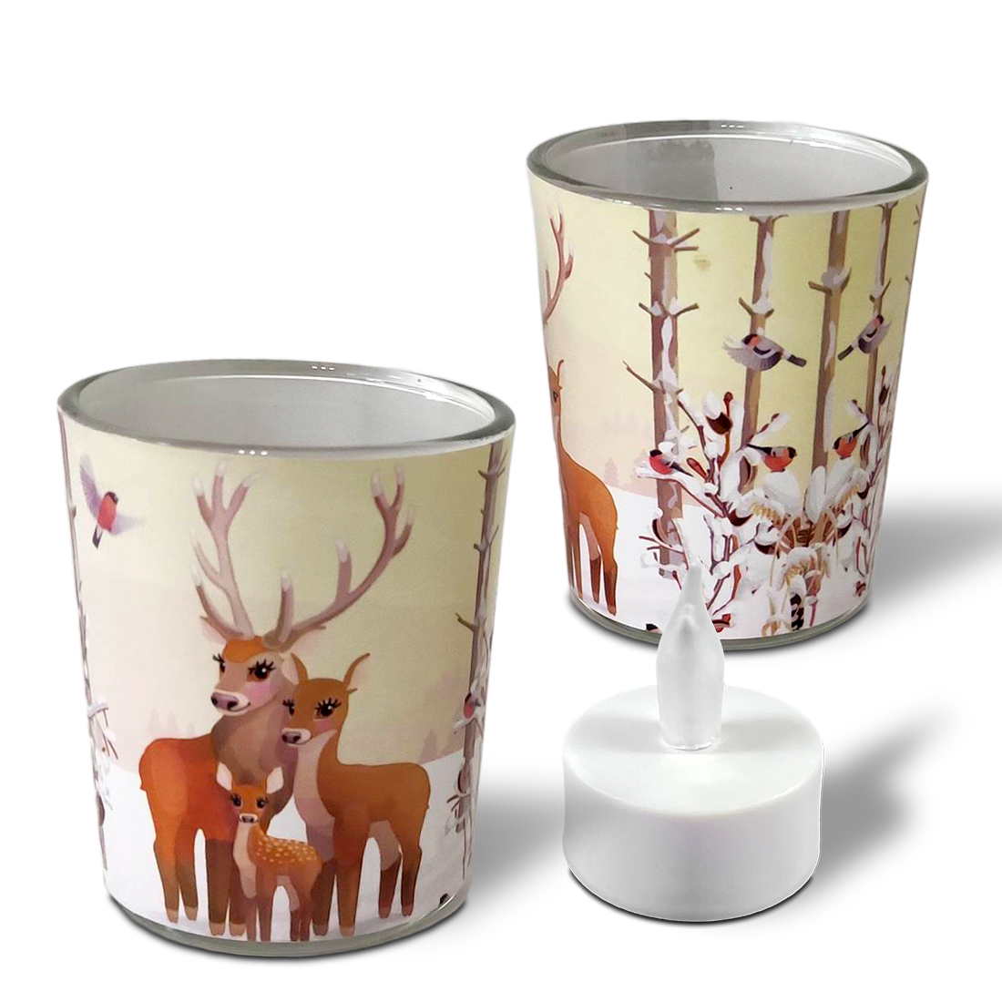 4-LED-Porzellanhäuser im Set