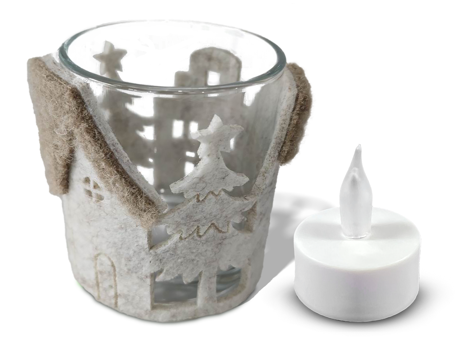 Glasteelichthalter mit Filzdeko
