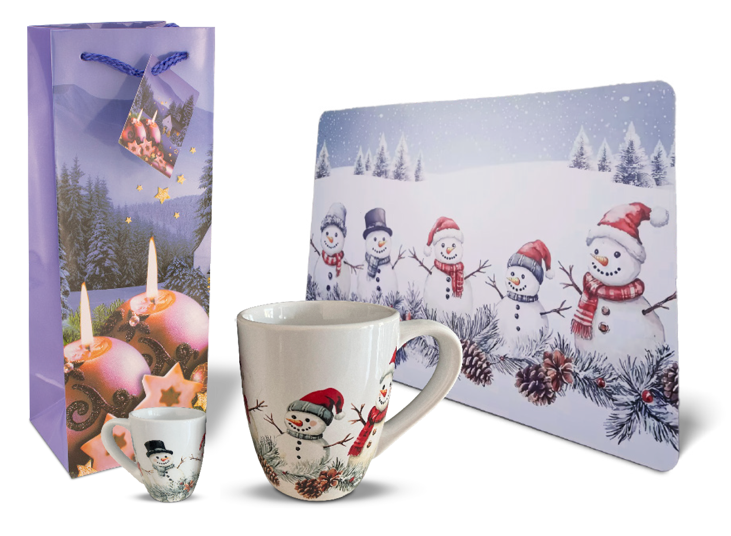 Platzdeckchen/Kaffeetopf „Schneemänner“