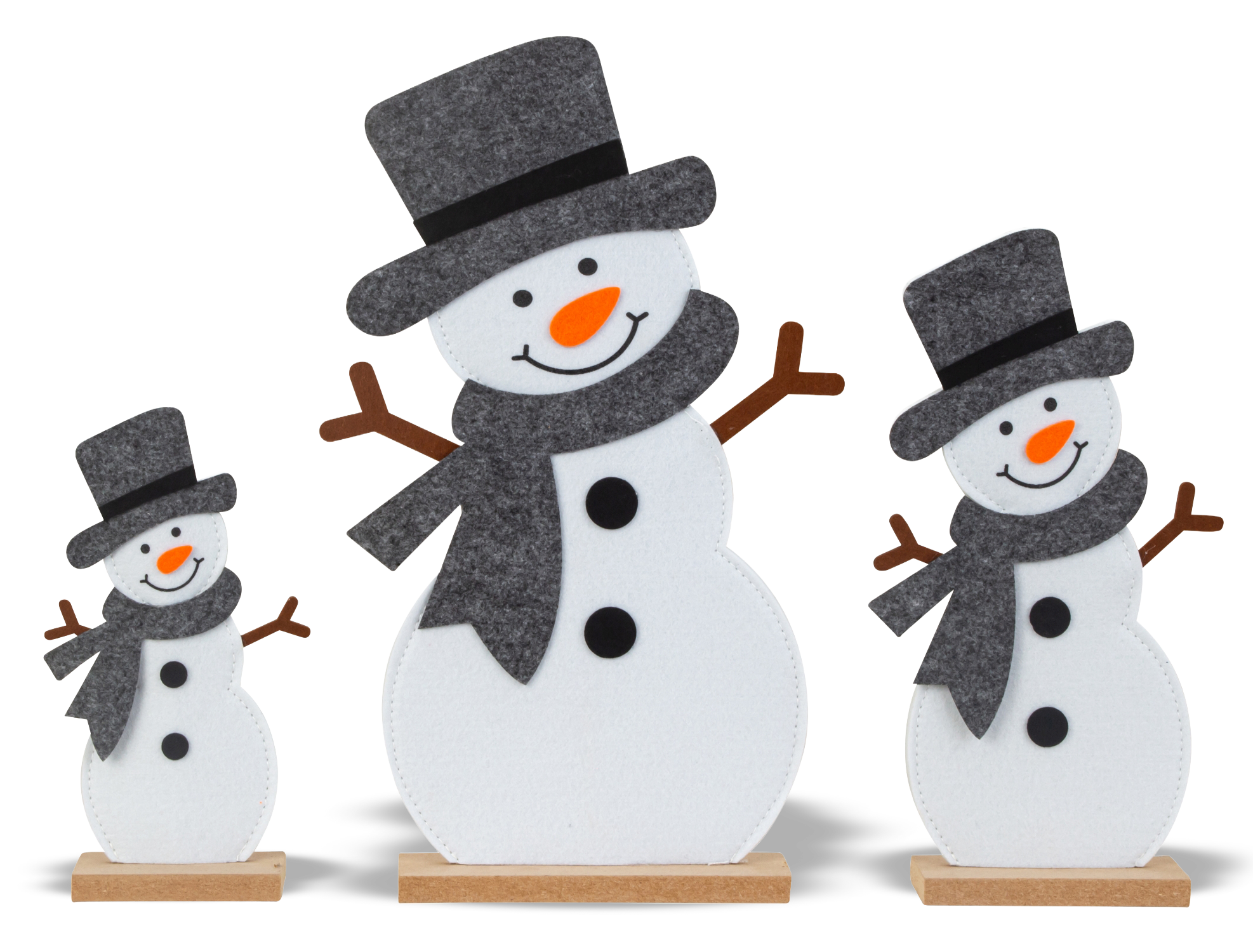 Schneemann aus Filz 3er