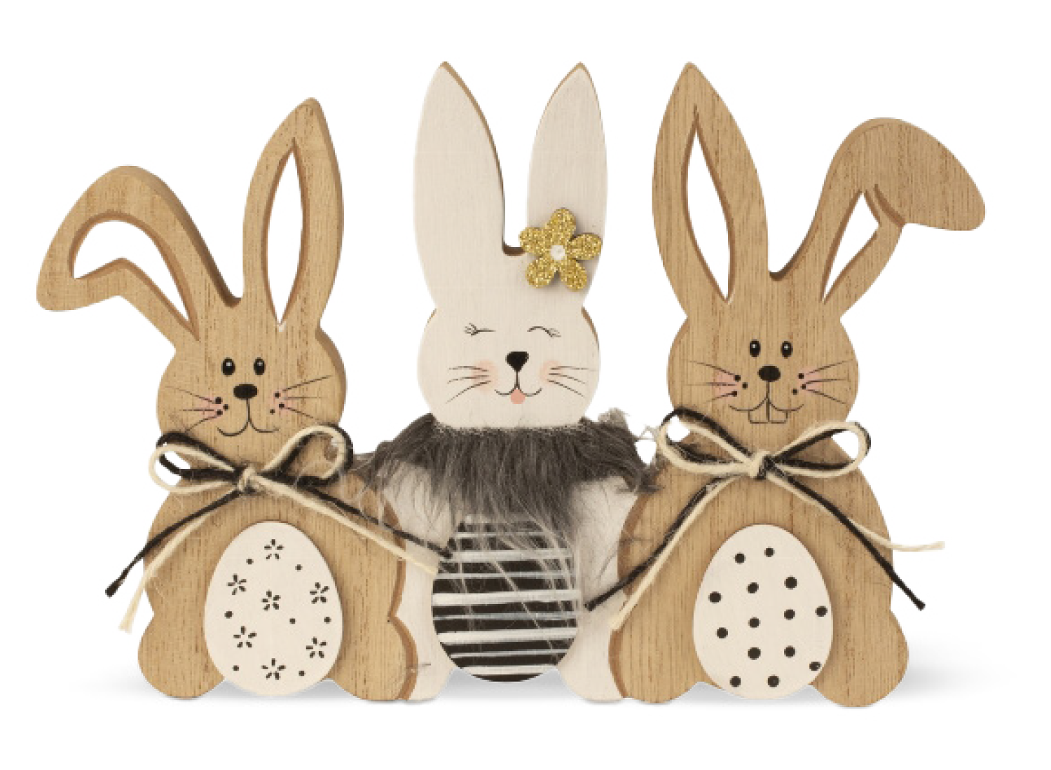 niedliches Osterhasen Trio aus Holz